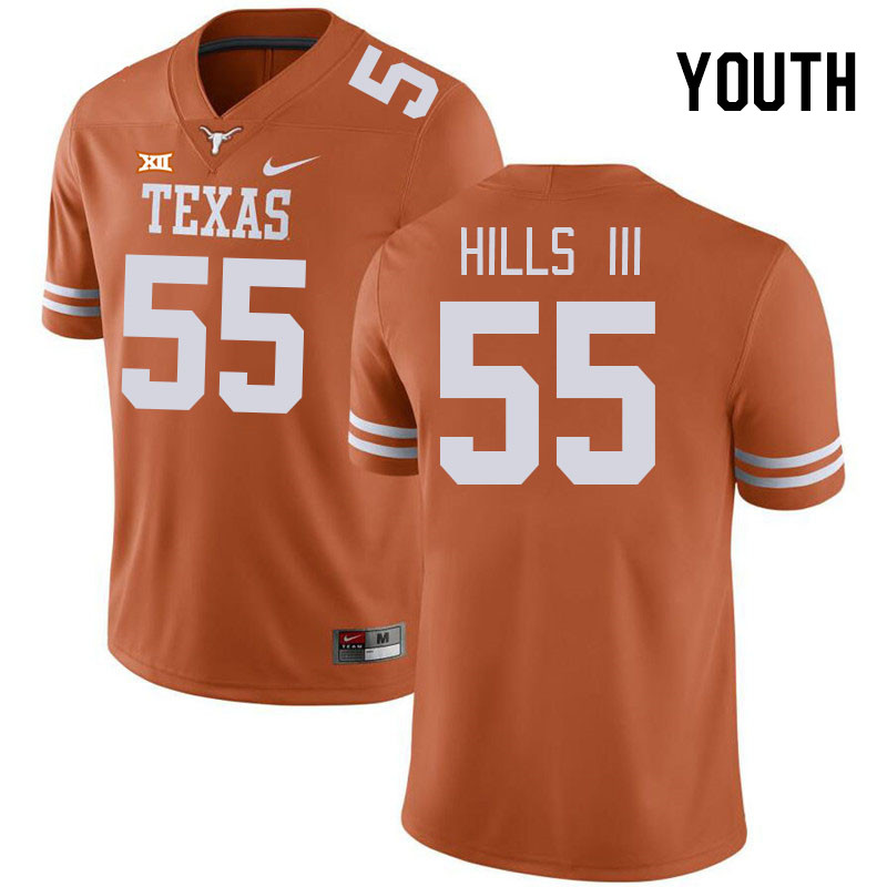 Youth #55 Melvin Hills III Texas Longhorns College Football Jerseys Stitched-Orange